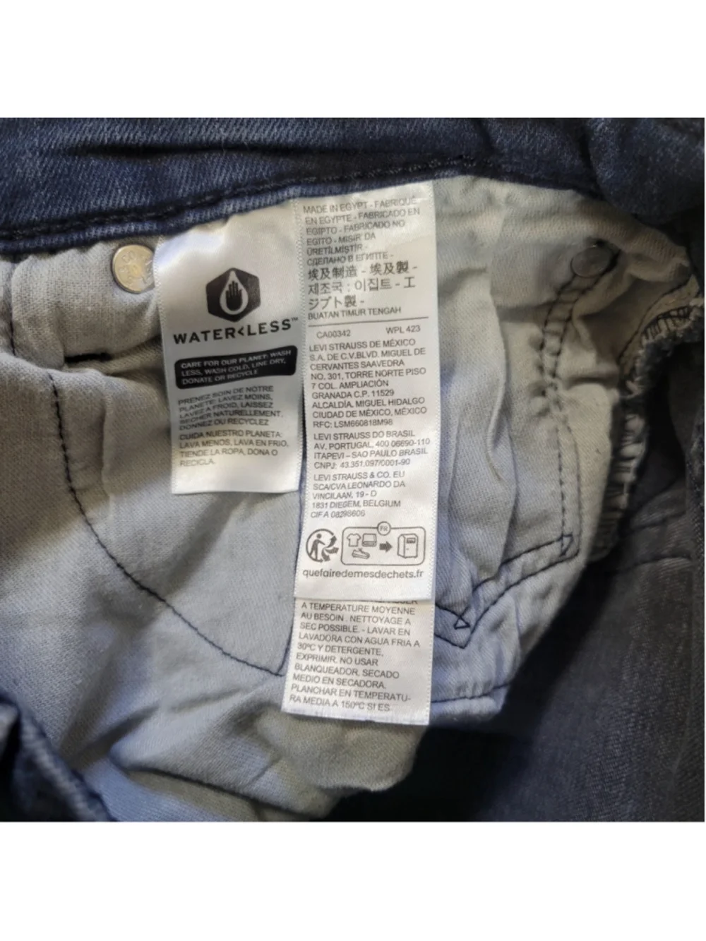 Levi's 514 Straight Cotton Elastane Blend Blue Jeans Men's Size 33/32 Pre-owned